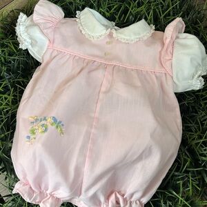 VINTAGE 70’s Alexis Pink Baby Girls Romper Size 6 Months